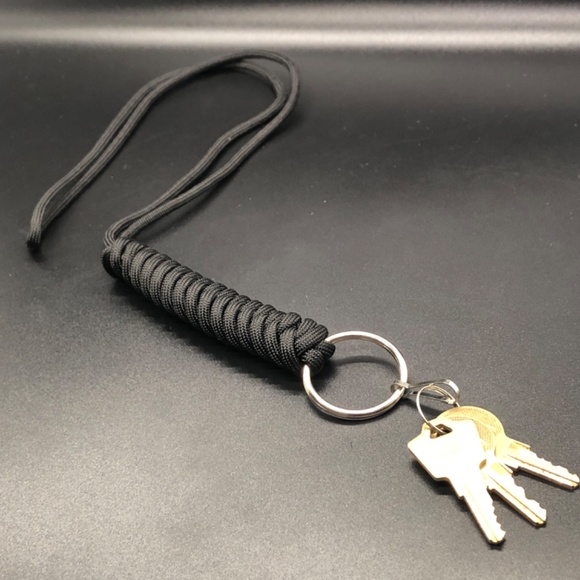 Id Lanyard Black Paracord Key Chain Badge Necklace 18" - Picture 7 of 10